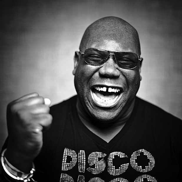 black and white photo of Carl Cox`