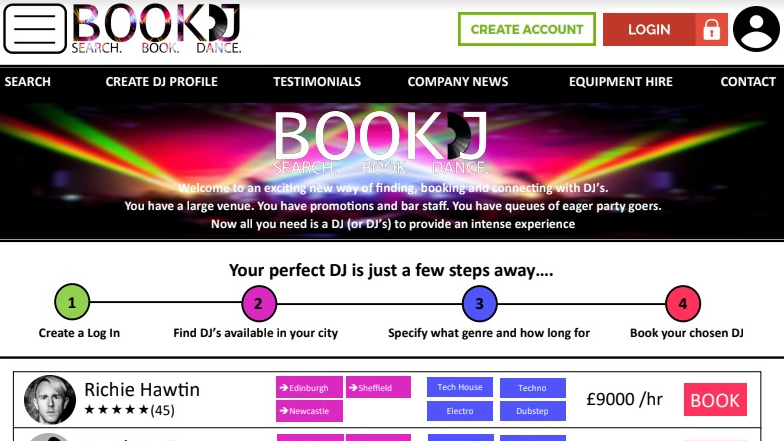Screenshot of web site example page