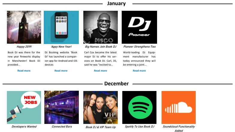 Screenshot of web site example page