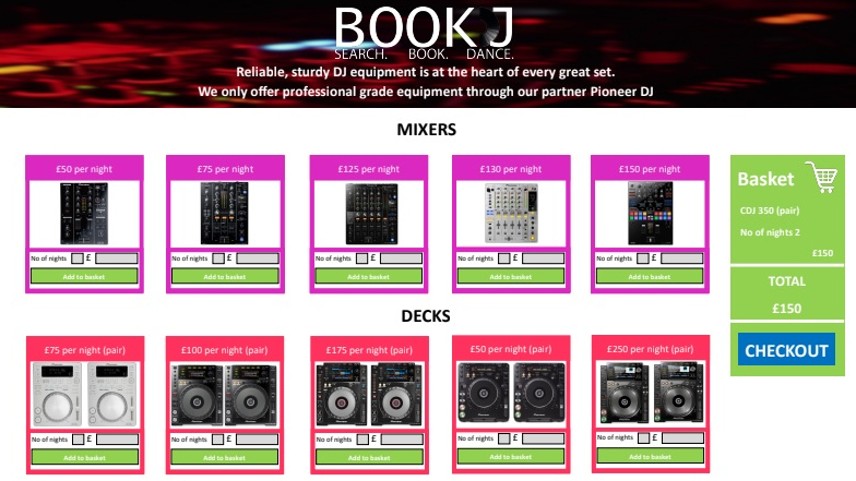 Screenshot of web site example page
