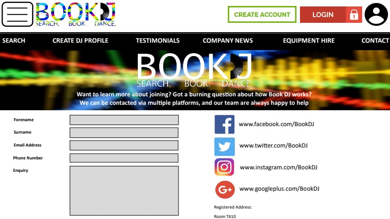 Screenshot of web site example page